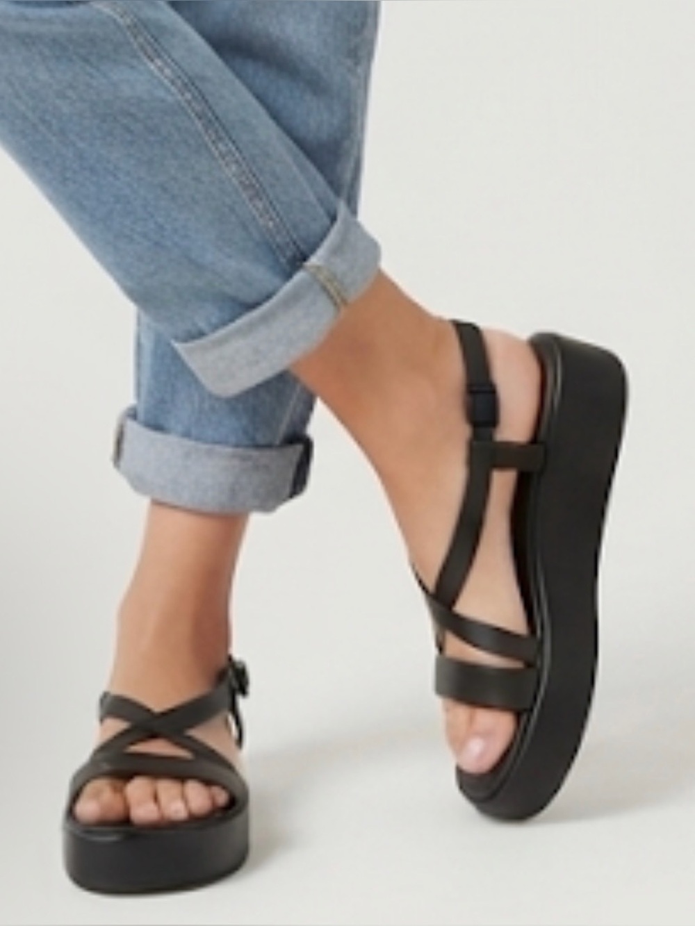 Tommy Hilfiger Black Platform Strappy Sandals for Women